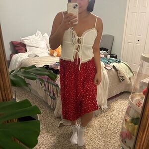 Red Floral Skirt Amish